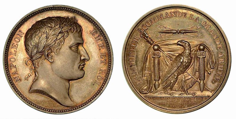 PASSAGGIO DEL RENO E DEL DANUBIO. Medaglia in argento 1805, Parigi.  - Auction Numismatics - Cambi Casa d'Aste