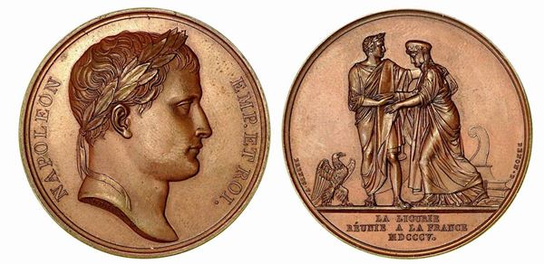 ANNESSIONE DELLA LIGURIA ALLA FRANCIA. Medaglia in bronzo 1805.