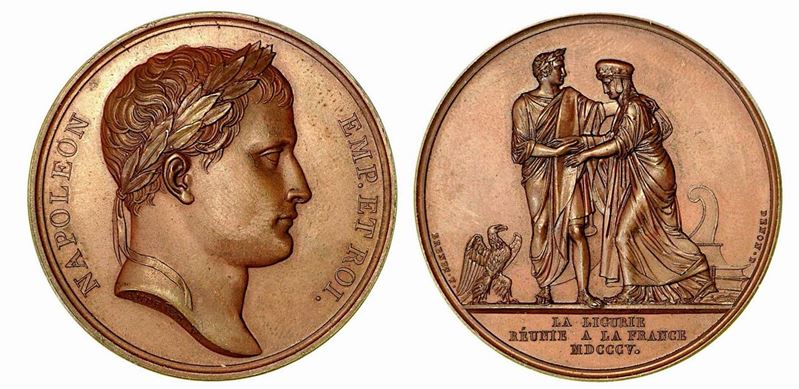 ANNESSIONE DELLA LIGURIA ALLA FRANCIA. Medaglia in bronzo 1805.  - Asta Numismatica - Cambi Casa d'Aste