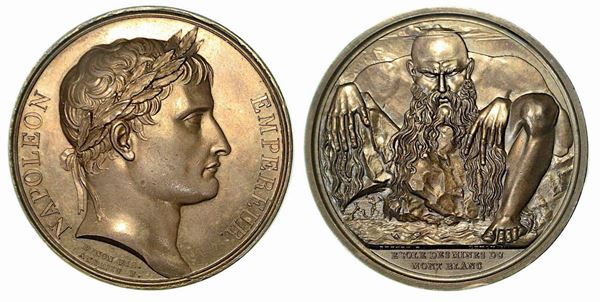 SCUOLA DI MINATORI SUL MONTE BIANCO. Medaglia in argento 1805, Parigi.