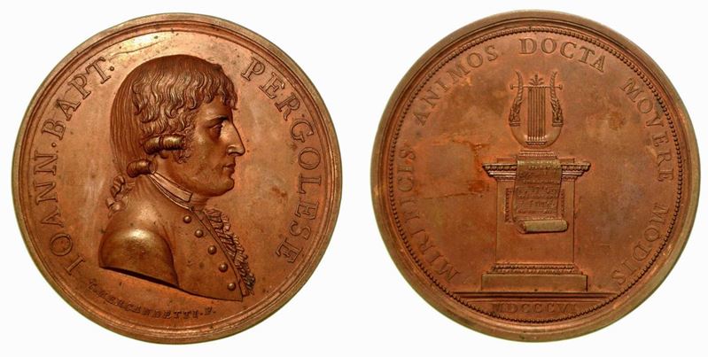 GIOVANNI BATTISTA PERGOLESE. Medaglia in bronzo 1806, Roma.  - Auction Numismatics - Cambi Casa d'Aste