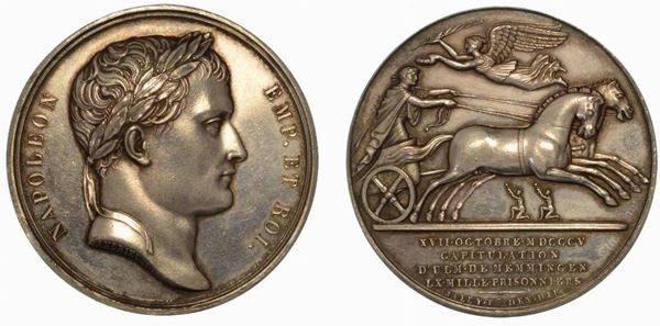 CAPITOLAZIONE DI ULM E MEMMINGEN. Medaglia in argento 1805.