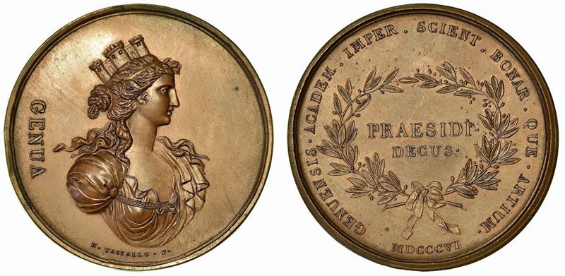 ACCADEMIA IMPERIALE DI GENOVA. Medaglia in argento 1806, Genova.  - Auction Numismatics - Cambi Casa d'Aste