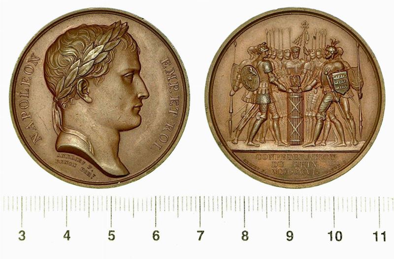 CONFEDERAZIONE DEL RENO. Medaglia in bronzo 1806.  - Asta Numismatica - Cambi Casa d'Aste