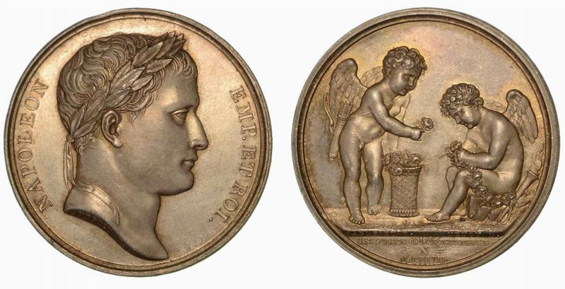 MATRIMONIO DI GEROLAMO BONAPARTE CON CATERINA DI WURTTEMBERG. Medaglia in argento 1807.  - Auction Numismatics - Cambi Casa d'Aste