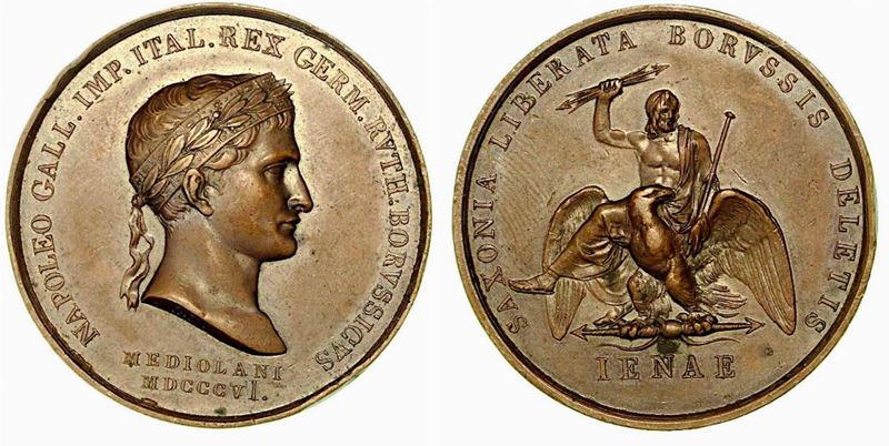 BATTAGLIA DI JENA. Medaglia in bronzo 1806, Milano.  - Auction Numismatics - Cambi Casa d'Aste