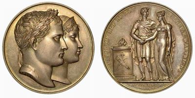 Cerimonie per il Matrimonio di Napoleone con Maria Luigia D'austria. Medaglia in Argento 1810.