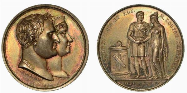 CERIMONIE PER IL MATRIMONIO DI NAPOLEONE CON MARIA LUIGIA D'AUSTRIA. Medaglia in argento 1810, Parigi.
