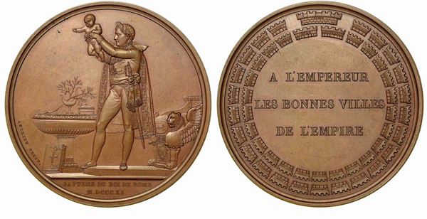 BATTESIMO DEL RE DI ROMA. Medaglia in bronzo 1811, Parigi.