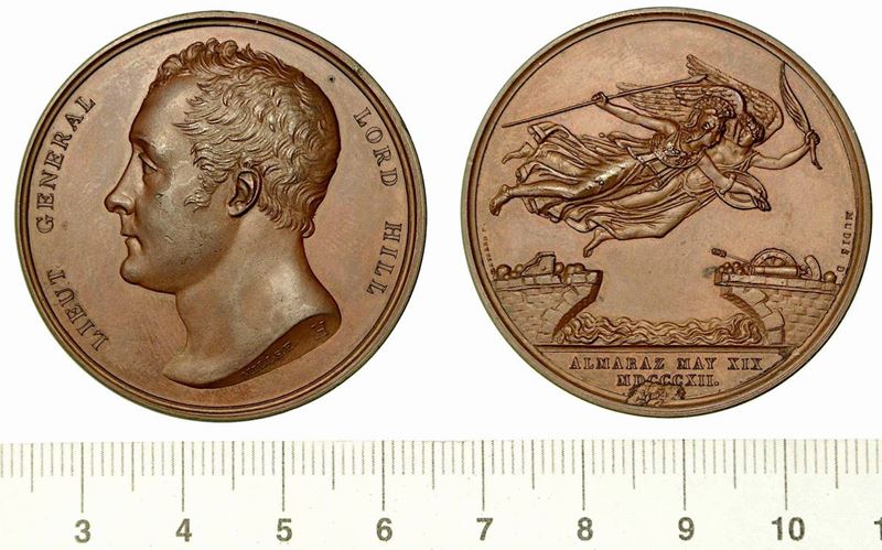 GENERALE LORD HILL E BATTAGLIA DI ALMARAZ. Medaglia in bronzo MDCCCCXII (1812).  - Auction Numismatics - Cambi Casa d'Aste