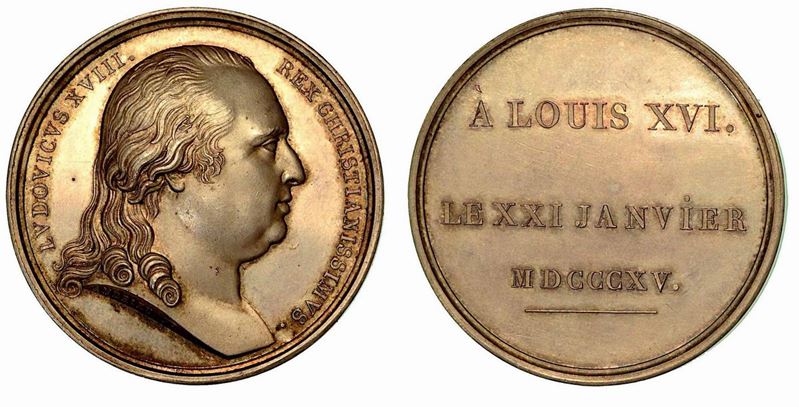 LUIGI XVIII, 1814-1824. SEPOLTURA DI LUIGI XVI E MARIA ANTONIETTA A SAINT-DENIS. Medaglia in argento 1815.  - Asta Numismatica - Cambi Casa d'Aste