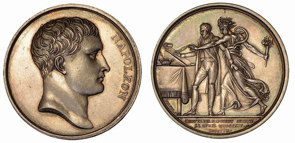 PRIMA ABDICAZIONE DI NAPOLEONE. Medaglia in argento 1814.