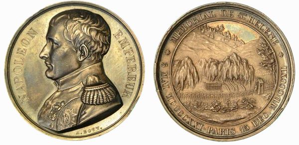 TRASLAZIONE DELLE SPOGLIE A LES INVALIDES  E MEMORIALE DI SANT'ELENA 1840. Medaglia in argento 1840.