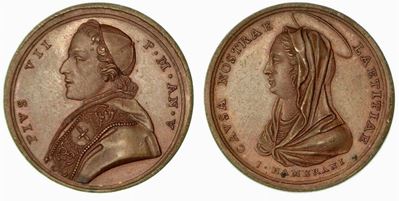 Pio VII, 1800-1823. Medaglia in Bronzo Anno V (1805).