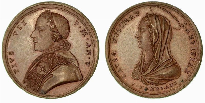 PIO VII, 1800-1823. Medaglia in bronzo anno V (1805).  - Auction Numismatics - Cambi Casa d'Aste