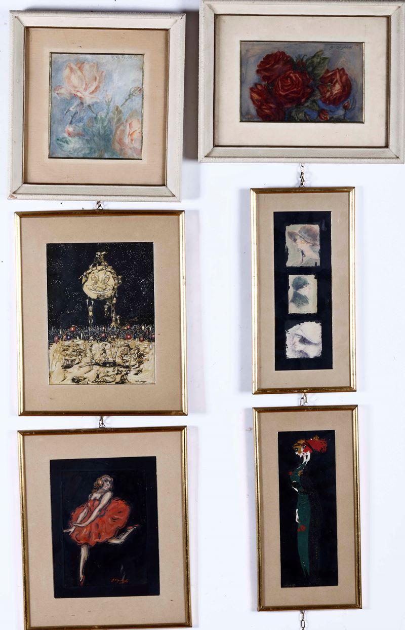 Lotto di 6 dipinti di G. Giglioli (?)  - Asta Da una collezione genovese | Cambi Time - I - Cambi Casa d'Aste