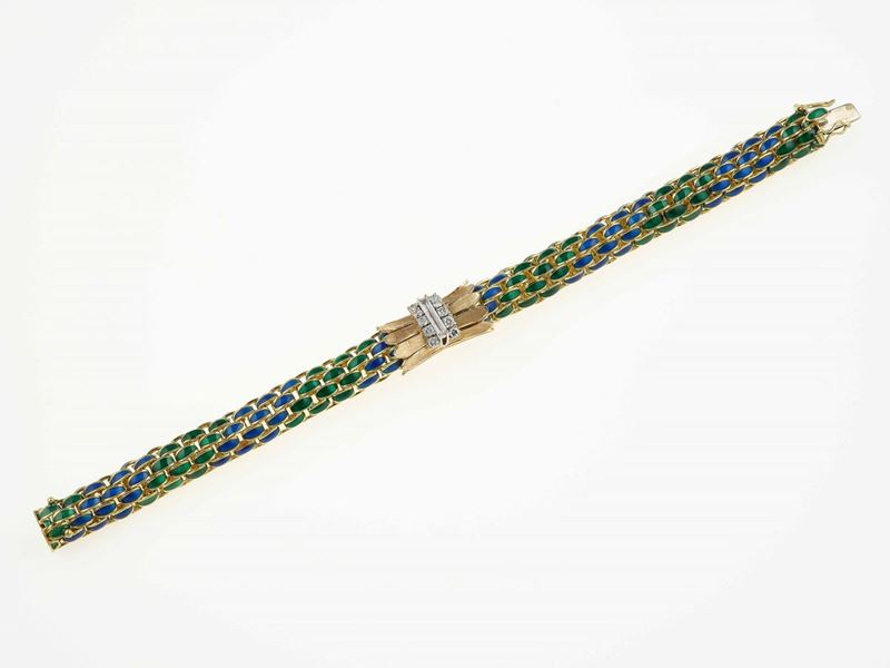 Enamel and diamond bracelet  - Auction Fine Jewels - Cambi Casa d'Aste