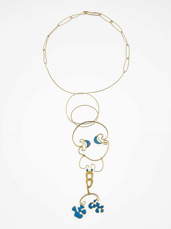 Enamel and gold necklace