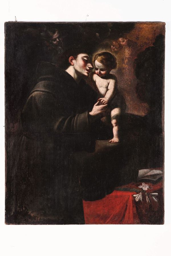 Scuola genovese XVII secolo S. Antonio da Padova con il Bambino