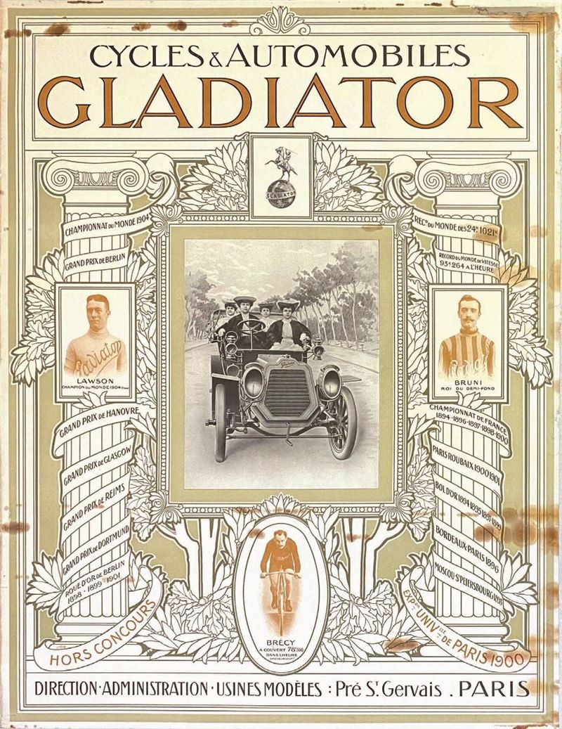 Anonimo CYCLES ET AUTOMOBILES GLADIATOR  - Auction Posters | Cambi Time - I - Cambi Casa d'Aste