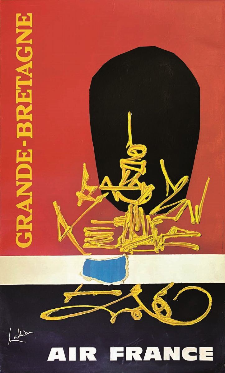 Georges Mathieu : Georges Mathieu (1921-2012) AIR FRANCE / GRANDE BRETAGNE   - Auction Posters | Cambi Time - I - Cambi Casa d'Aste