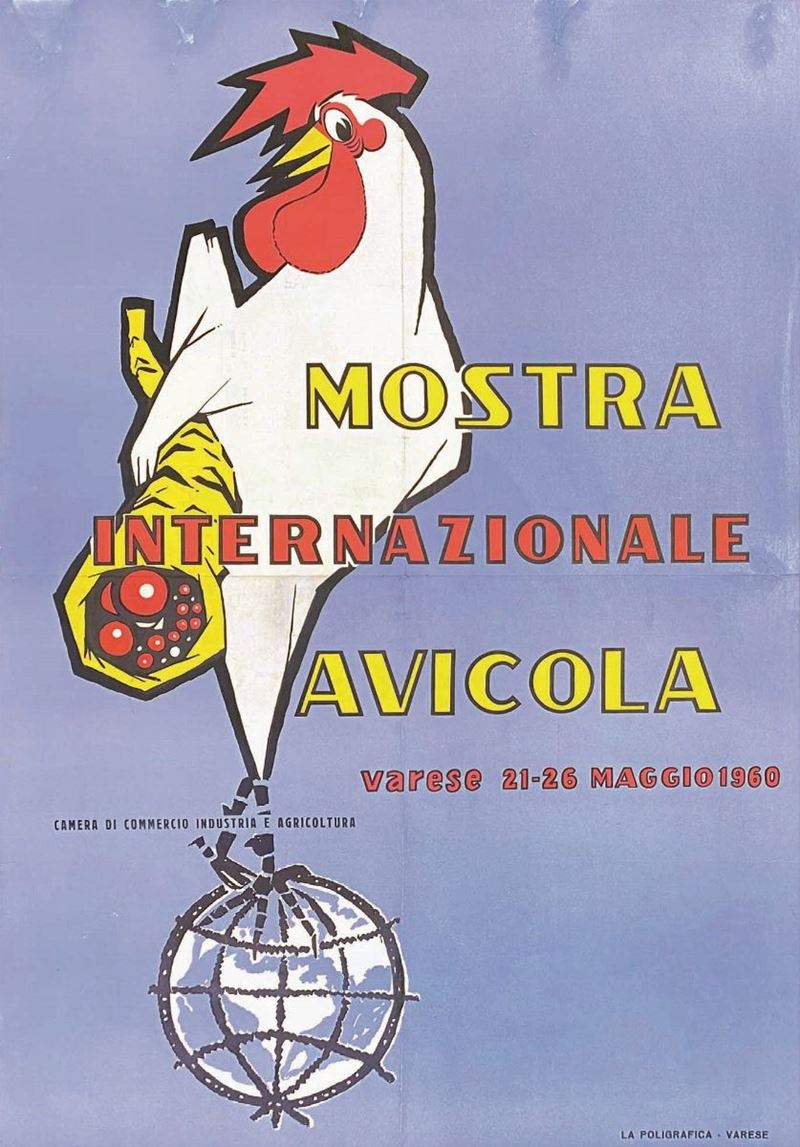 First edition offset poster, 1960. Cm 100x69. QUALITY: C+. Some restored losses in upper area; tears and yellowing. Linen-backed.   - Auction Posters | Cambi Time - I - Cambi Casa d'Aste