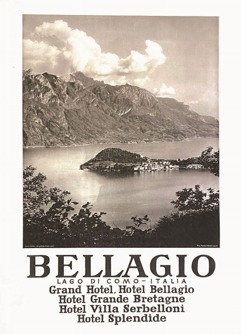 Photo Herbert Ruedi : Photo Herbert Ruedi BELLAGIO LAGO DI COMO – ITALIA – GRAND HOTEL…  - Auction Posters | Cambi Time - I - Cambi Casa d'Aste