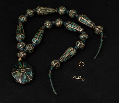Collana con Turchesi e Argento, Tibet, XIX Secolo
