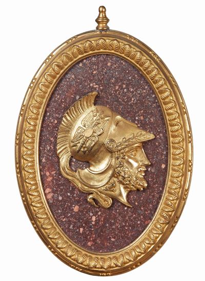 Coppia di Cammei (marte e Venere) in Bronzo Dorato. XIX Secolo