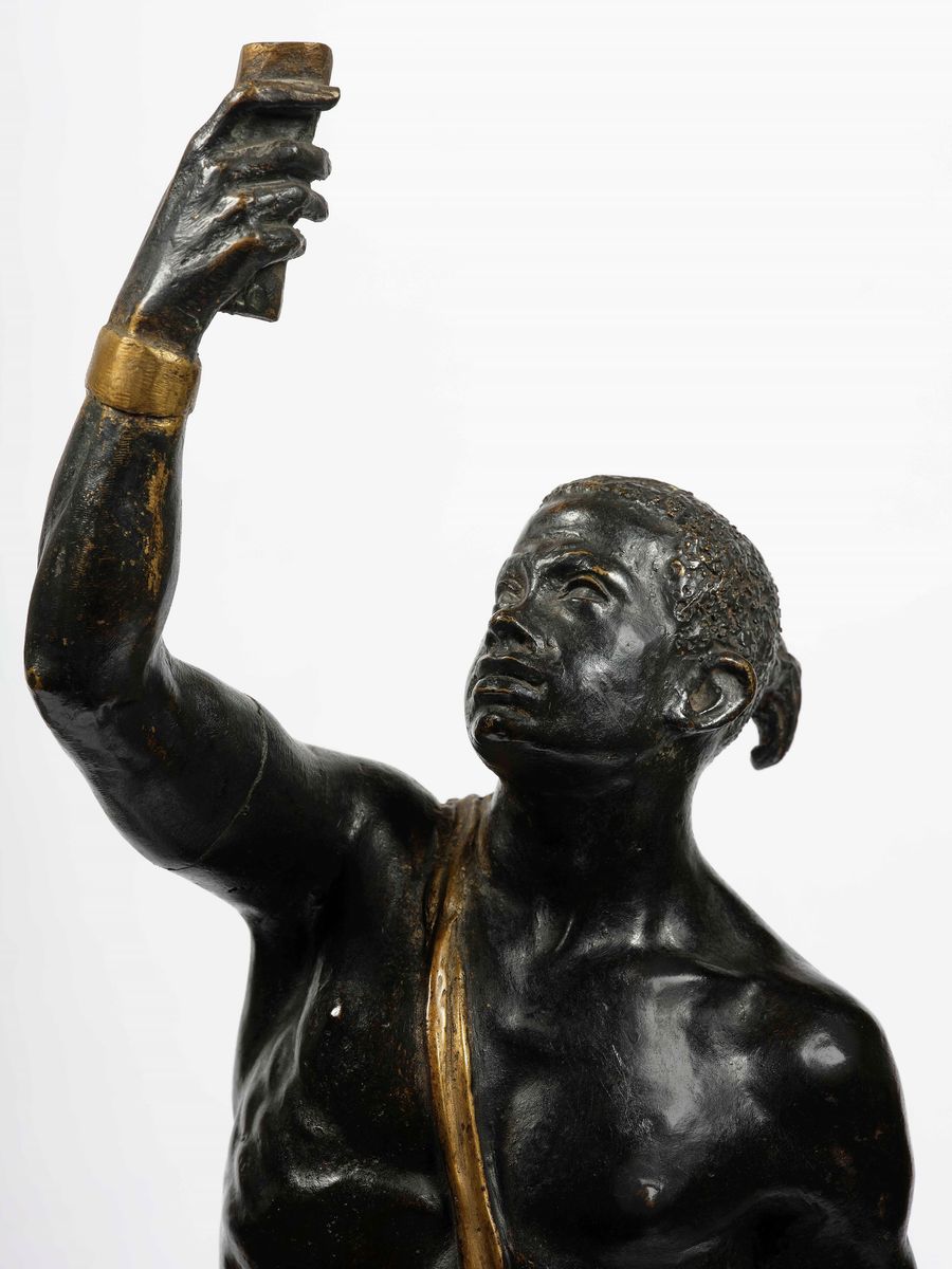 Coppia di Mori Reggitorcia. Bronzo Fuso, Dorato e Patinato. Fonditore Italiano o Francese del XIX...