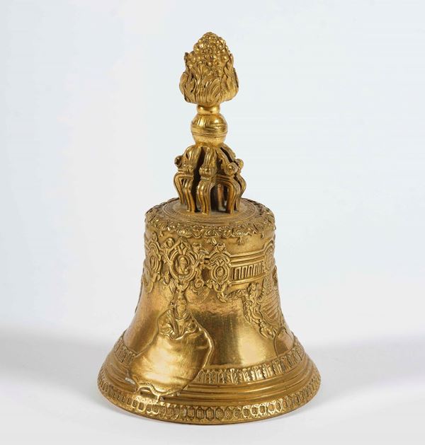 Campanello in bronzo dorato. XIX secolo