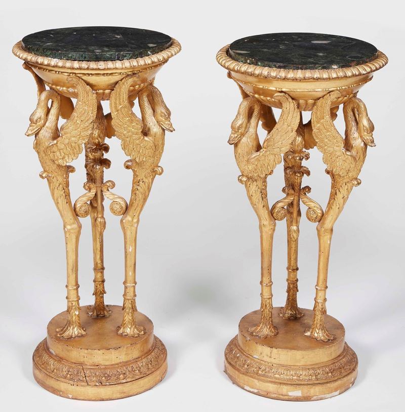 Coppia di importanti fioriere in legno scolpito e dorato. Milano 1830 - 1840  - Auction Palazzo Loschi Zileri dal Verme - Cambi Casa d'Aste