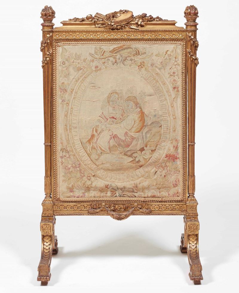 Parascintille in legno dorato e intagliato. XIX secolo  - Auction Palazzo Loschi Zileri dal Verme - Cambi Casa d'Aste