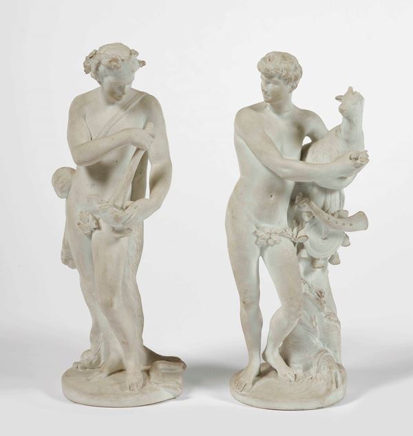 Coppia di figurine di satiri Manifattura indeterminata, fine del XVIII o XIX secolo