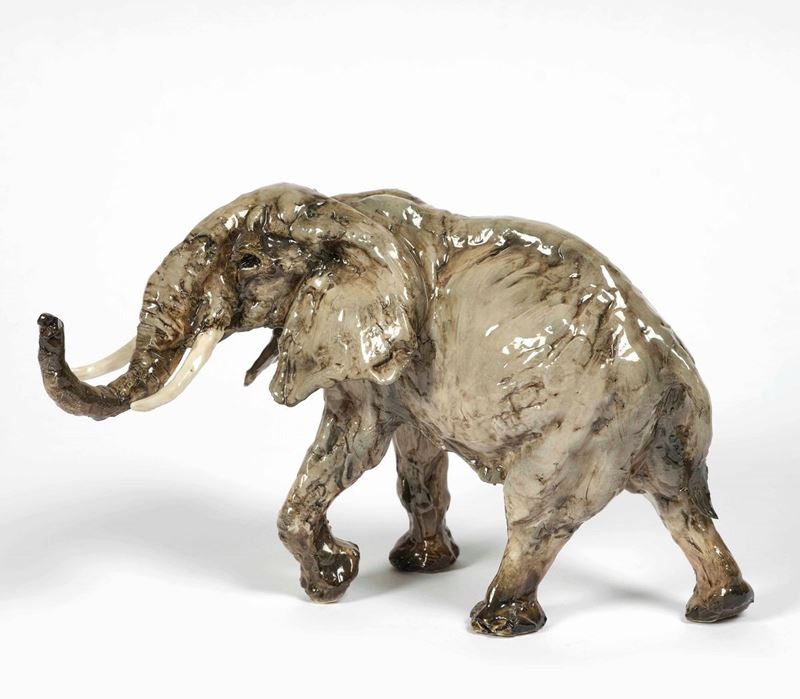 Figura di elefante Manifattura indeterminata, seconda metà del XX secolo  - Asta Palazzo Loschi Zileri dal Verme - Cambi Casa d'Aste