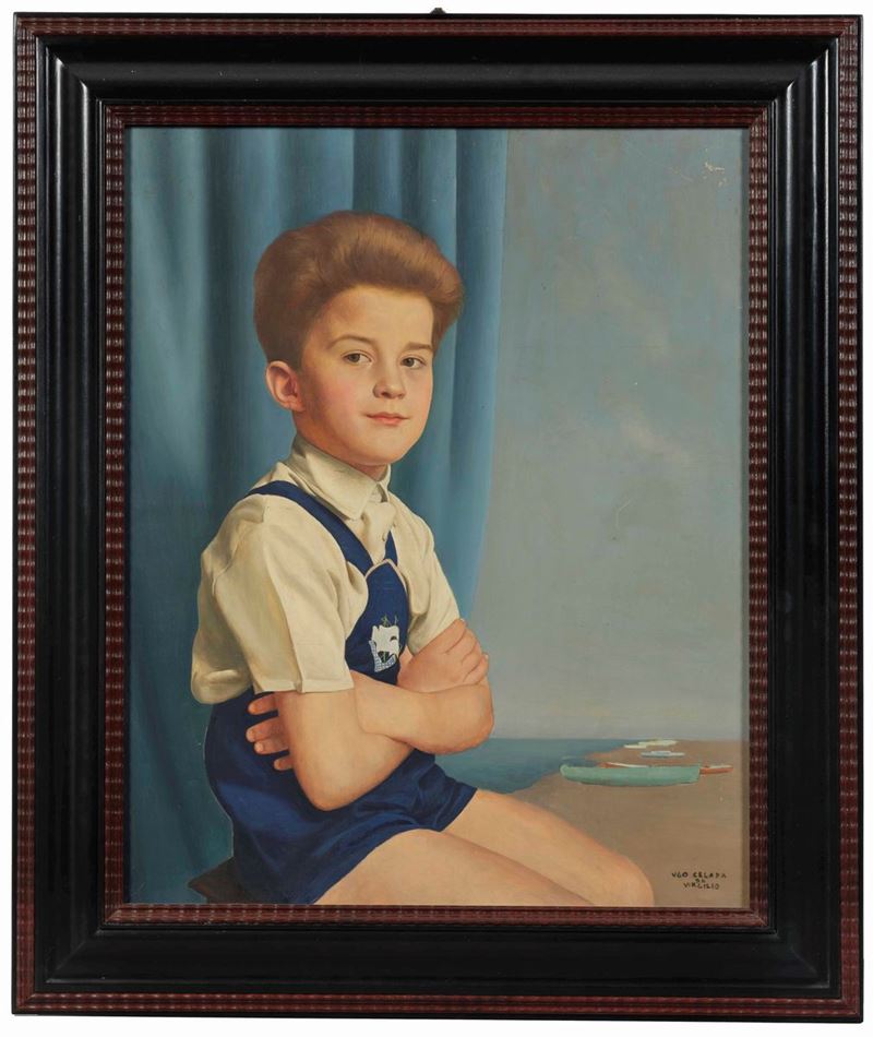 Ugo Celada da Virgilio : Ritratto di bambino  - olio su tela - Auction Palazzo Loschi Zileri dal Verme - Cambi Casa d'Aste