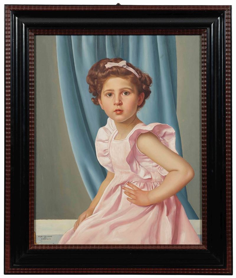 Ugo Celada da Virgilio : Ritratto di bambina  - olio su tela - Auction Palazzo Loschi Zileri dal Verme - Cambi Casa d'Aste