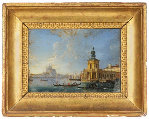 Veduta della punta della Dogana di Venezia con l'isola della Giudecca e la chiesa del Redentore
