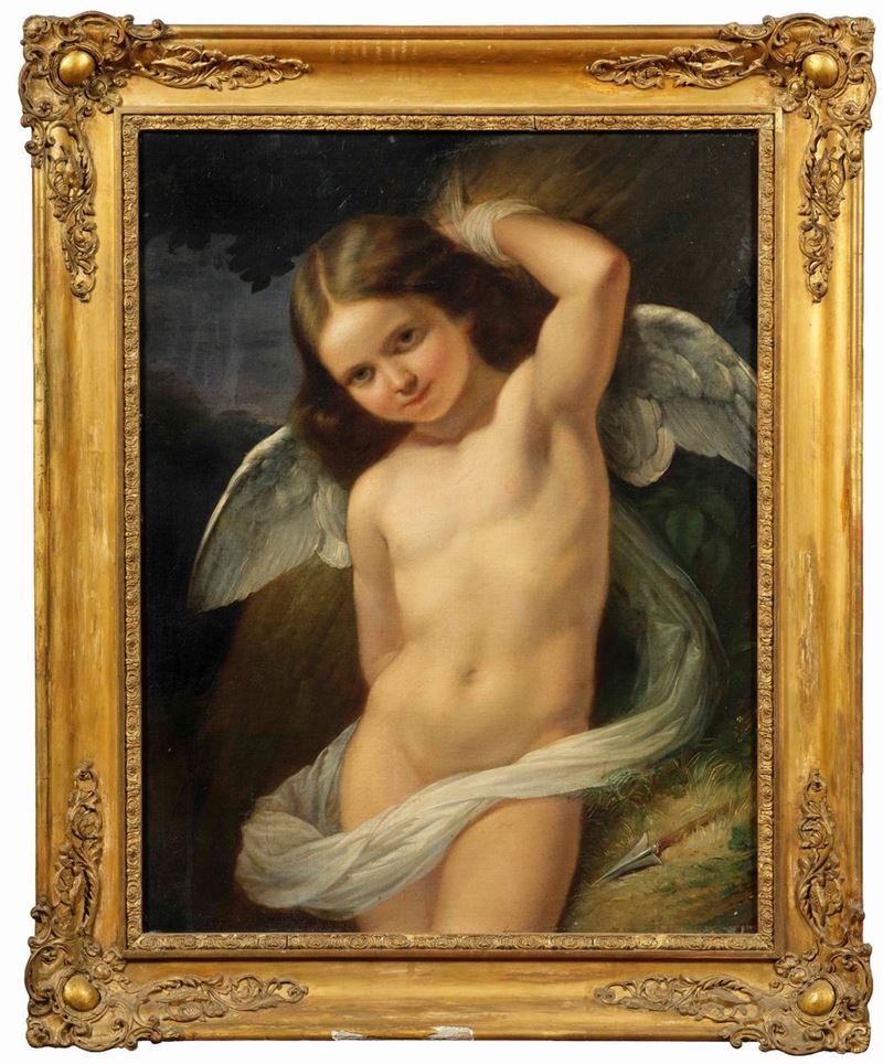 Giuseppe Bezzuoli : Cupido  - olio su tela - Asta Palazzo Loschi Zileri dal Verme - Cambi Casa d'Aste
