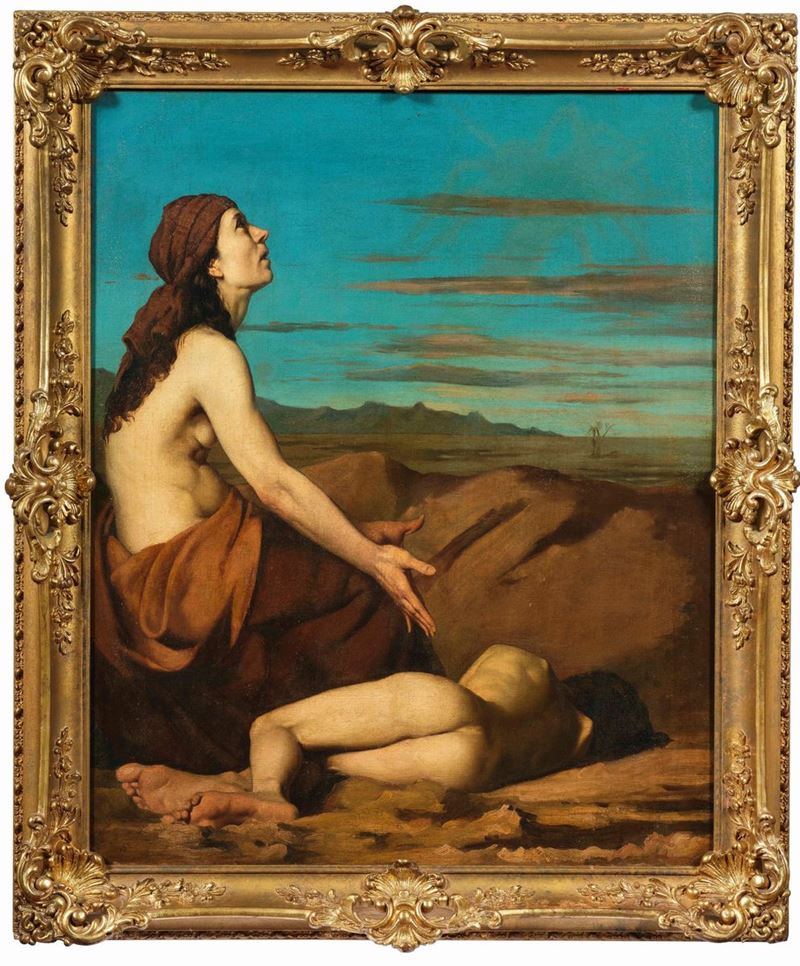 Pittore del XIX secolo Agar e Ismaele nel deserto  - olio su tela - Auction Palazzo Loschi Zileri dal Verme - Cambi Casa d'Aste