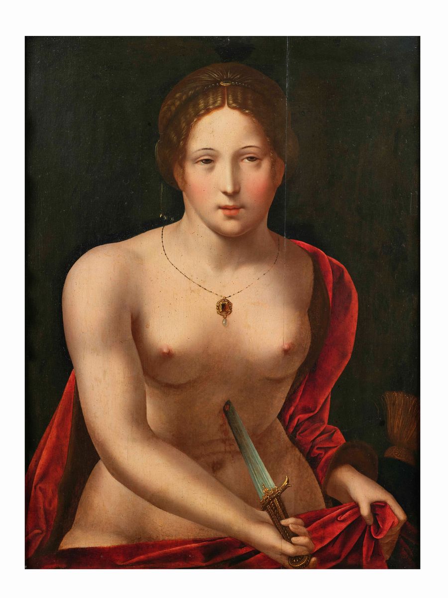 Maestro delle Mezze Figure Femminili (attivo in Olanda nel XVI Secolo) - Suicidio di Lucrezia