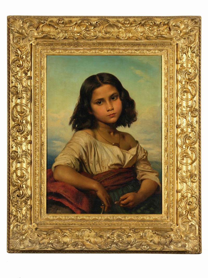 Pittore lombardo o veneto del XIX secolo Ritratto di bambina  - olio su tela - Auction Palazzo Loschi Zileri dal Verme - Cambi Casa d'Aste