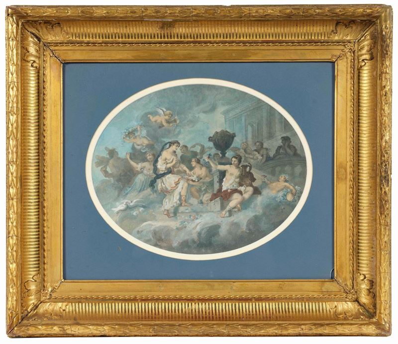 Scuola del XVIII secolo Scena allegorica  - tempera su carta - Auction Palazzo Loschi Zileri dal Verme - Cambi Casa d'Aste