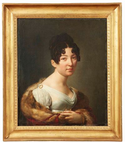 Scuola Neoclassica del XIX Secolo Ritratto di Dama con Stola