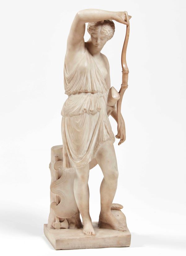 Amazzone ferita. Marmo bianco. Scultore italiano neoclassico, Roma, XVIII-XIX secolo