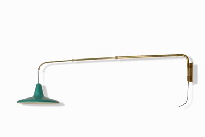 Lampada da Parete Estensibile e Orientabile con Struttura in Ottone e Paralume in Metallo Laccato...
