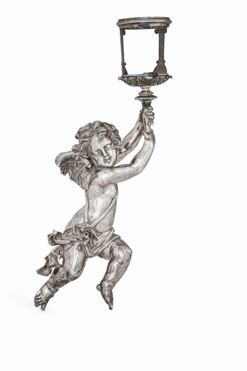 Cinque Appliques in Argento Fuso, Sbalzato, Traforato e Cesellato. Argenteria Barocca del XVIII S...