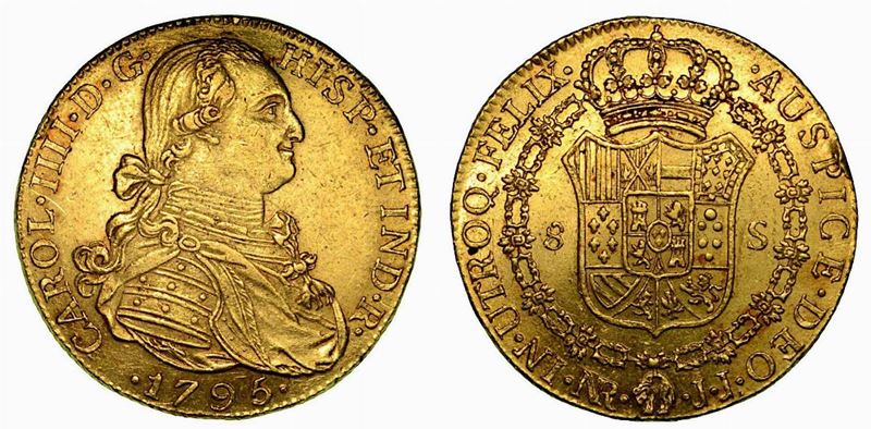 COLOMBIA. Carlos IV, 1788-1808. 8 Escudos 1795. Nuevo Reino (Bogotà).  - Auction Numismatics - Cambi Casa d'Aste