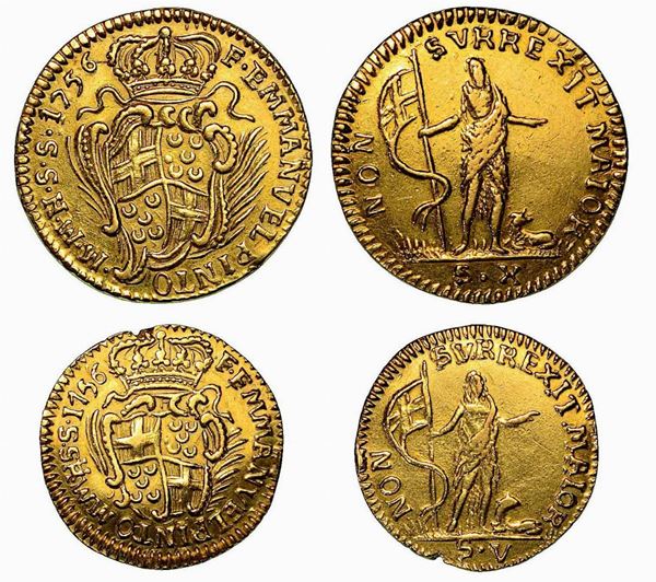 MALTA. Lotto di due monete. Emanuel Pinto, 1741-1773. 10 e 5 Scudi 1756, Valletta.