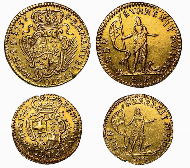 MALTA. Lotto di due monete. Emanuel Pinto, 1741-1773. 10 e 5 Scudi 1756, Valletta.  - Asta Numismatica - Cambi Casa d'Aste